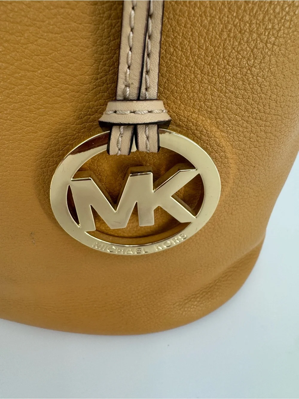 Michael Kors Caramel/Tan Pebbled Leather Tote with MK Charm